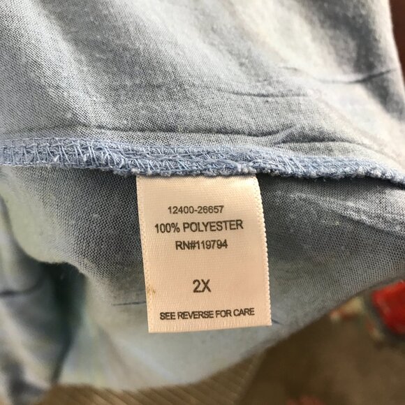 one world boho green and blue asymmetric hem tunic top size 2X - Picture 3 of 4